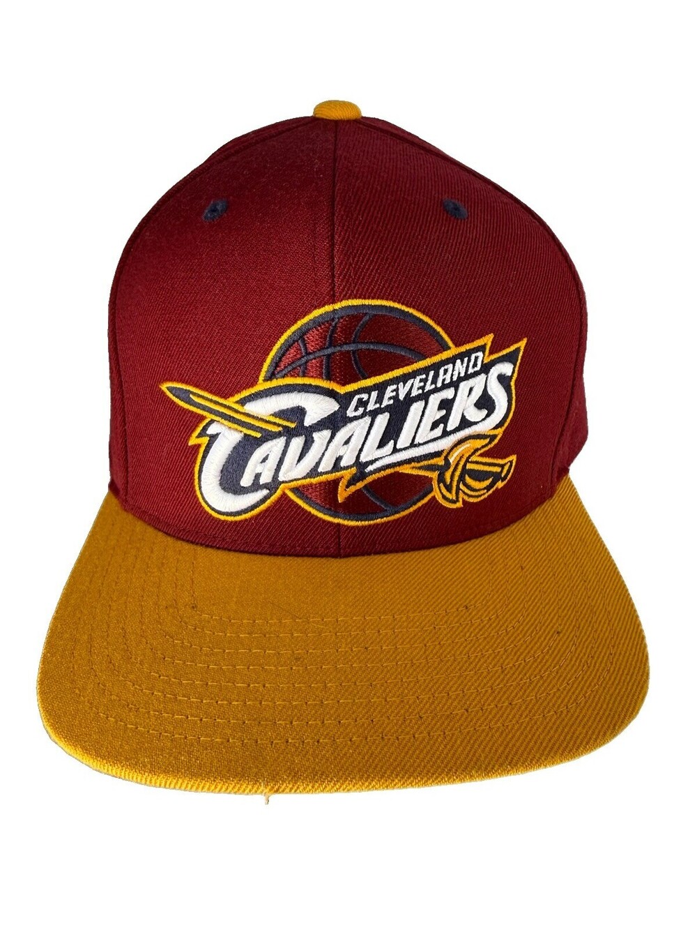 Cleveland Cavaliers Hat Cap Fitted 7 1/2” Mens Maroon/Yellow Mitchell & Ness